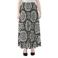 Black And White Boho Mandala Print Chiffon Maxi Skirt