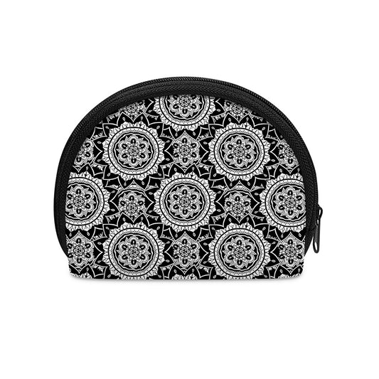 Black And White Boho Mandala Print Coin Purse