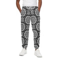 Black And White Boho Mandala Print Cotton Sweatpants