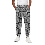 Black And White Boho Mandala Print Cotton Pants