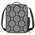 Black And White Boho Mandala Print Crossbody Lunch Bag