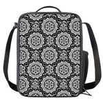 Black And White Boho Mandala Print Crossbody Lunch Bag