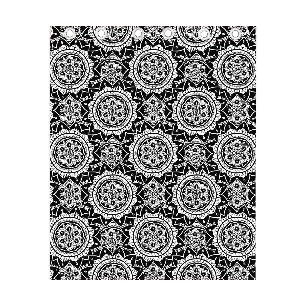 Black And White Boho Mandala Print Curtain