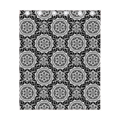 Black And White Boho Mandala Print Curtain
