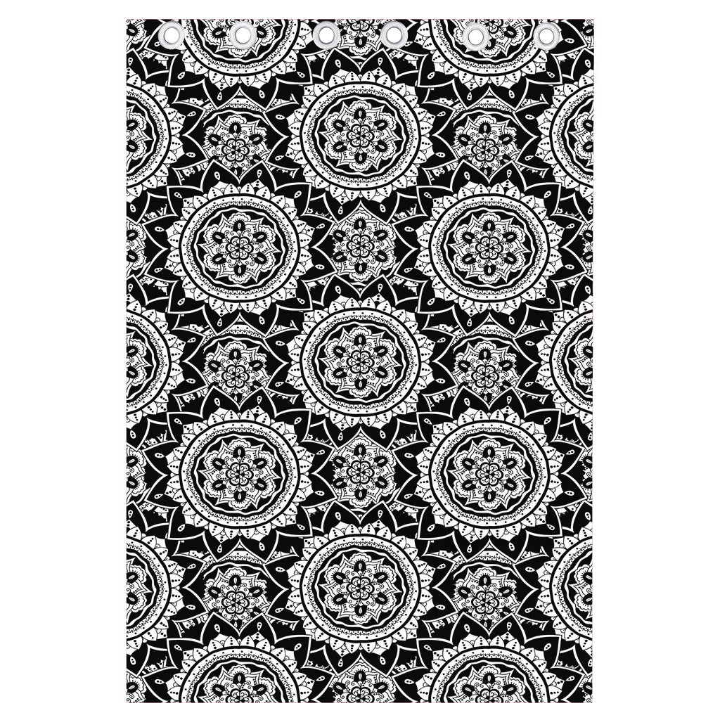 Black And White Boho Mandala Print Curtain