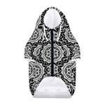 Black And White Boho Mandala Print Dog Zip Up Hoodie