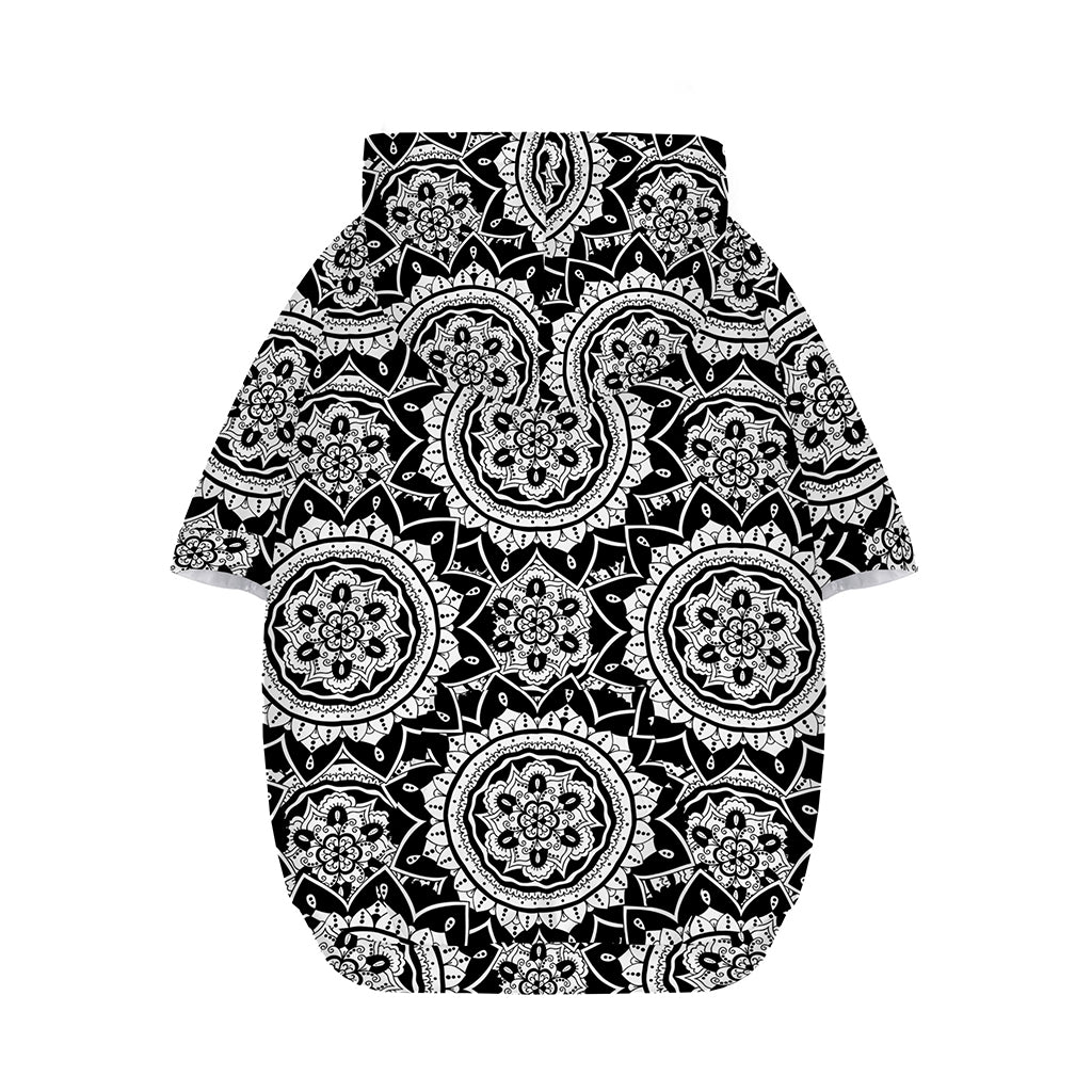 Black And White Boho Mandala Print Dog Zip Up Hoodie