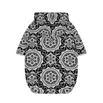 Black And White Boho Mandala Print Dog Zip Up Hoodie