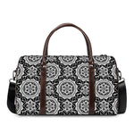 Black And White Boho Mandala Print Duffle Bag