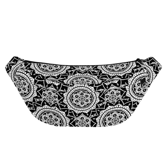 Black And White Boho Mandala Print Fanny Pack