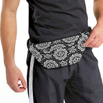 Black And White Boho Mandala Print Fanny Pack
