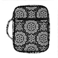 Black And White Boho Mandala Print Front Pocket Bible Bag