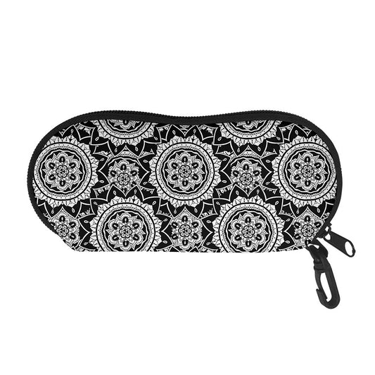 Black And White Boho Mandala Print Glasses Case