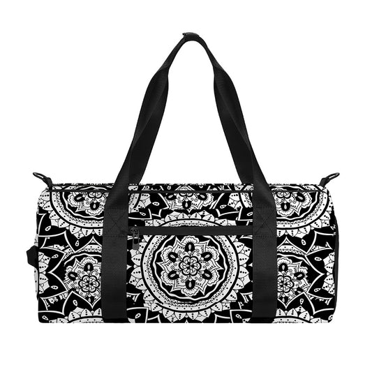 Black And White Boho Mandala Print Gym Bag