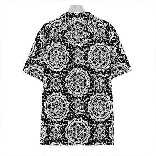Black And White Boho Mandala Print Hawaiian Shirt