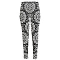 Black And White Boho Mandala Print High-Waisted Pocket Leggings