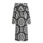 Black And White Boho Mandala Print Hooded Bathrobe