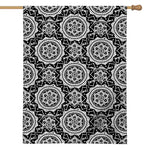 Black And White Boho Mandala Print House Flag