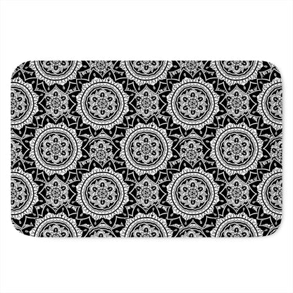 Black And White Boho Mandala Print Indoor Door Mat