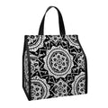 Black And White Boho Mandala Print Insulated Lunch Tote