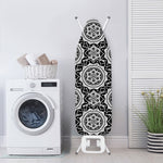 Black And White Boho Mandala Print Ironing Board Cover