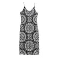Black And White Boho Mandala Print Jersey Midi Cami Dress