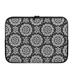 Black And White Boho Mandala Print Laptop Sleeve