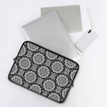 Black And White Boho Mandala Print Laptop Sleeve
