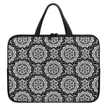 Black And White Boho Mandala Print Laptop Sleeve With Handle