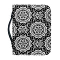 Black And White Boho Mandala Print Leather Bible Cover