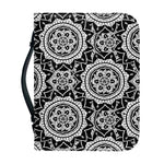Black And White Boho Mandala Print Leather Bible Cover