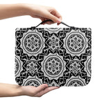 Black And White Boho Mandala Print Leather Bible Cover