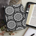 Black And White Boho Mandala Print Leather Bible Cover