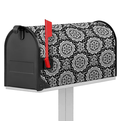 Black And White Boho Mandala Print Mailbox Cover