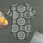 Black And White Boho Mandala Print Men's Bodysuit