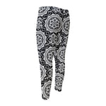 Black And White Boho Mandala Print Men's Compression Pants