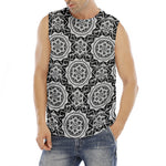 Black And White Boho Mandala Print Men's Fitness Tank Top