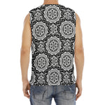 Black And White Boho Mandala Print Men's Fitness Tank Top