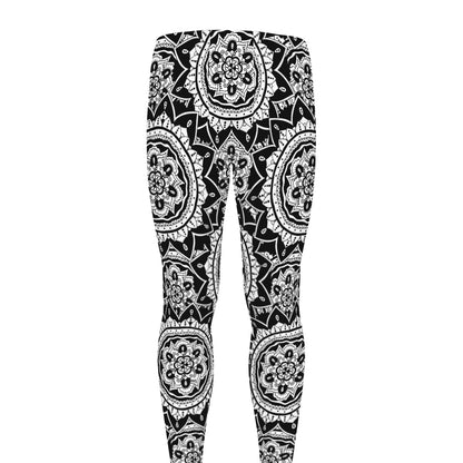 Black And White Boho Mandala Print Men's leggings