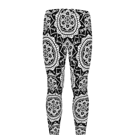 Black And White Boho Mandala Print Men's leggings