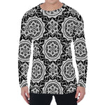 Black And White Boho Mandala Print Men's Long Sleeve T-Shirt