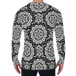 Black And White Boho Mandala Print Men's Long Sleeve T-Shirt