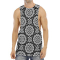 Black And White Boho Mandala Print Men's Muscle Tank Top