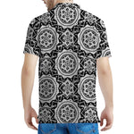 Black And White Boho Mandala Print Men's Polo Shirt