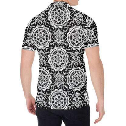 Black And White Boho Mandala Print Men's Shirt