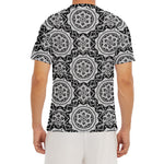 Black And White Boho Mandala Print Men's Short Sleeve Rash Guard