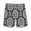 Black And White Boho Mandala Print Men's Athletic Shorts