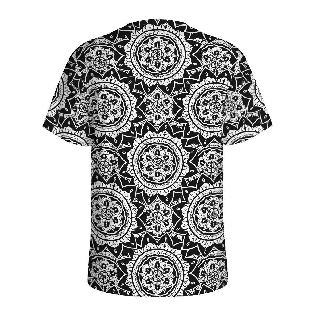 Black And White Boho Mandala Print Men's Sports T-Shirt
