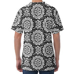 Black And White Boho Mandala Print Men's Velvet T-Shirt