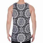 Black And White Boho Mandala Print Men's Velvet Tank Top